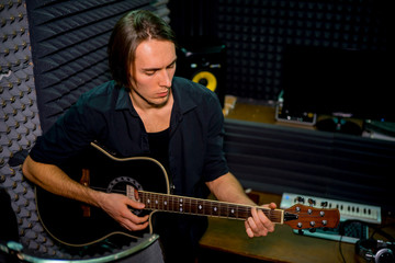 Musician in a recording studio