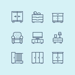 Outline Furniture, decor, interior vector simple icons for web and mobile design pack 1