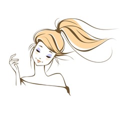 Скетч девушки с локонами