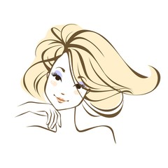 Скетч девушки с локонами