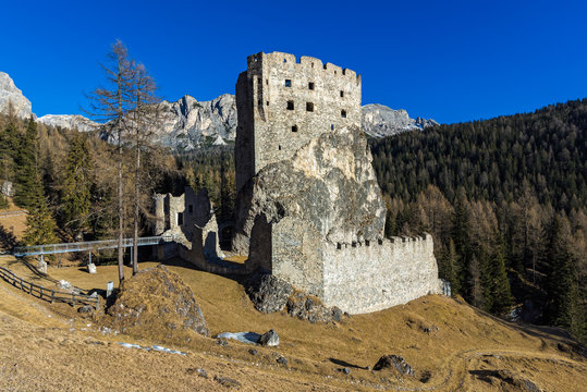 View of the Andraz castle in Trentino, Italy