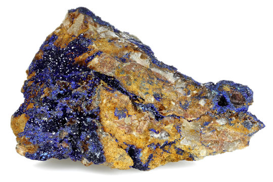 azurite found in Morocco  isolated on white background