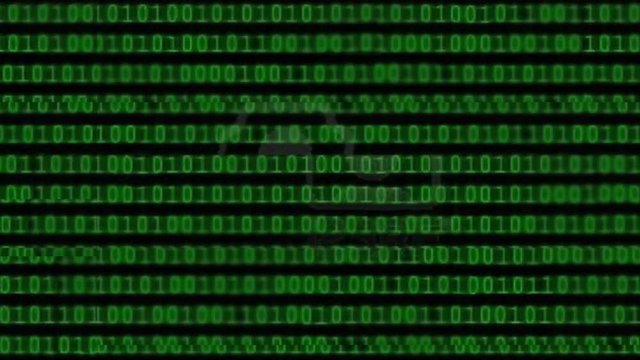 Wall of Green Binary Code
