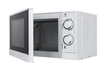 Obraz premium New white microwave oven isolated on white background