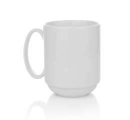 white cup of coffee isolated on white background