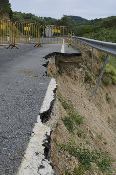Road Collapse due to erosion and earthquake 
