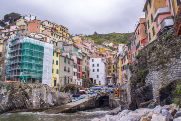 Fototapeta na wymiar The village Riomaggiore, one of the Cinque Terre, Liguria, Italy