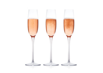 Elegant Rose pink champagne glasses with bubbles
