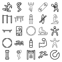 Athlete icons. set of 25 editable outline athlete icons