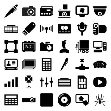 Digital icons. set of 36 editable filled digital icons