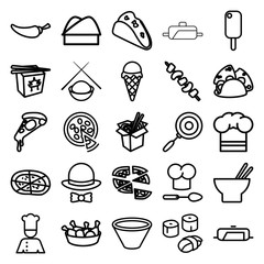 Cuisine icons. set of 25 editable outline cuisine icons