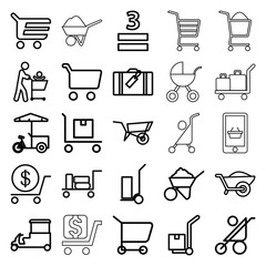 Fototapeta premium Cart icons. set of 25 editable outline cart icons