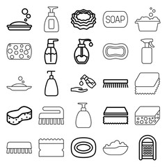 Soap icons. set of 25 editable outline soap icons