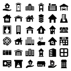 Estate icons. set of 36 editable filled estate icons