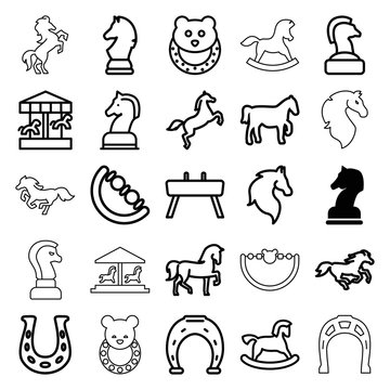 Horse icons. set of 25 editable outline horse icons