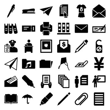 Paper icons. set of 36 editable filled paper icons