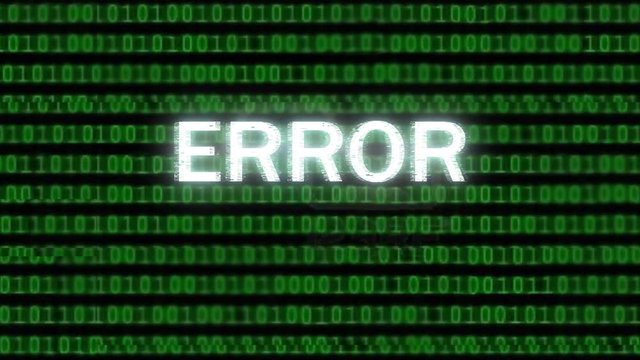 Computer Data Error.Wall of Green Binary Code.Abstract Vhs Noise.Error screen blinking. 4k video.Digital signal error.Alpha channel.