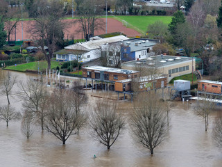 Hochwasser am Rhein bei Koblenz