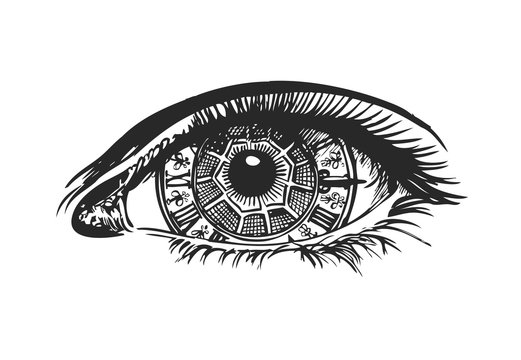 Eye-clock in steampunk style