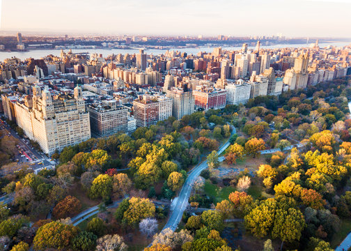 New York panorama from Central park, aerial view