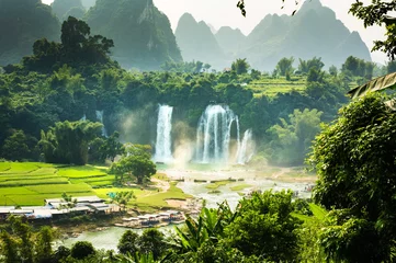 Foto op Plexiglas Ban Gioc Detian Falls with unique natural beauty © creativefamily
