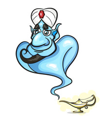 Lamp Aladdin with gin, the magic lamp