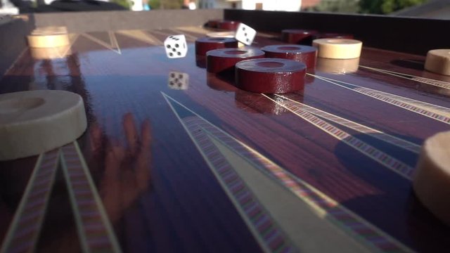 1920x1080 25 Fps. Very Nice Man Throws Dice Backgammon Game Slow-Motion Video.