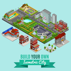 Fototapeta premium Isometric City Creation Concept