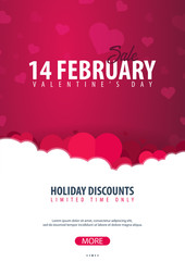 Valentines day sale poster and background. Wallpaper, flyers, invitation, posters, brochure, voucher, banners. Vector illustration.