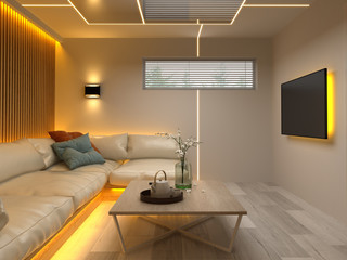 Interior modern design room 3D illustration