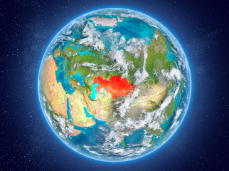 Kazakhstan on planet Earth in space