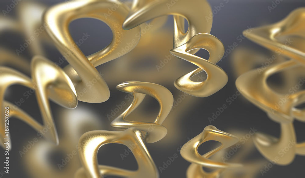 Poster abstract background with amorphous shape. chaotic composition of formless elements. 3d render pictur