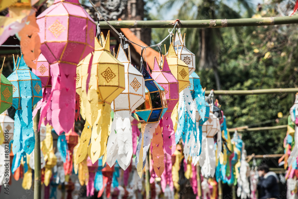 Sticker Lanna Style Lantern