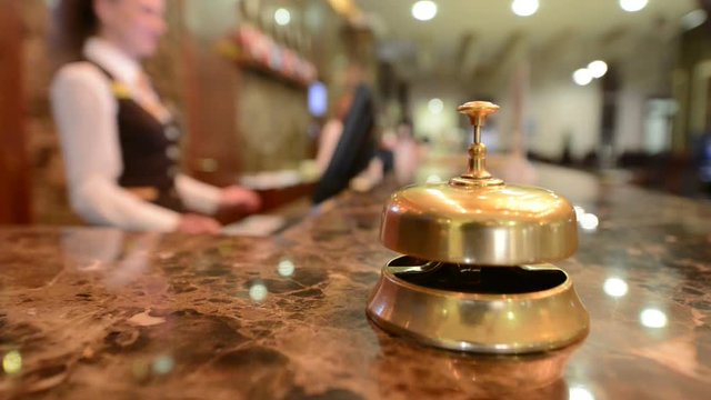 Hotel reception with bell