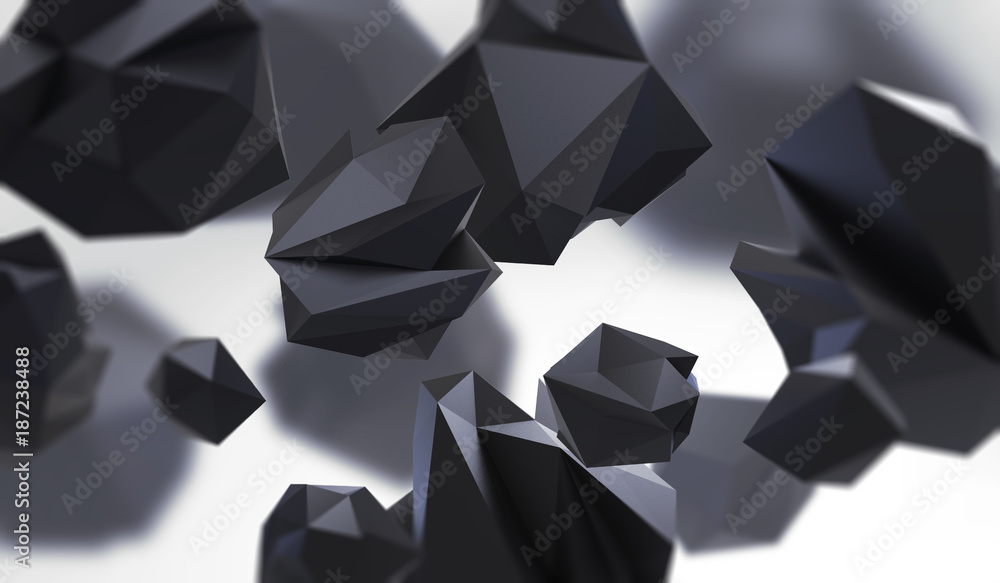 Poster abstract background with geometric shape from triangular faces. chaotic composition of low poly elem