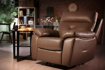 Interior of room with comfortable armchair