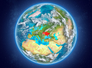 Ukraine on planet Earth in space