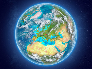 Slovakia on planet Earth in space