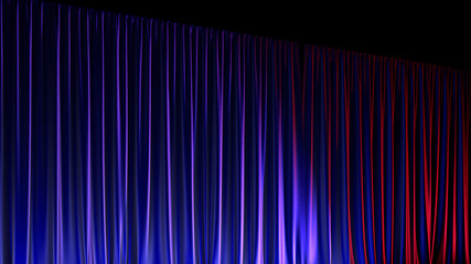 Dark empty stage with rich blue velvet curtains. 3d render