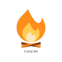 Camp fire icon. Simple vector illustration.