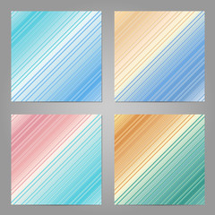 Set of 4 abstract geometric backgrounds. Blurred banner template collection with striped gradient design.