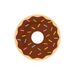 Flat icon chocolate donut isolated on white background. Vector illustration.