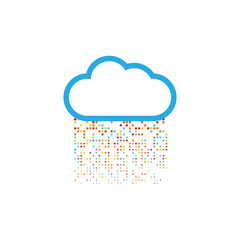 Abstract cloud of digital data storage on a white background. Data transfer in the network. Vector illustration.