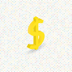 Dollar sign on a digital background. Isometric vector illustration.
