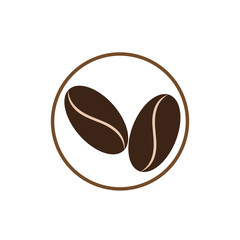 Brown coffee bean icon on white background