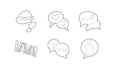 Speech icon set, outline style