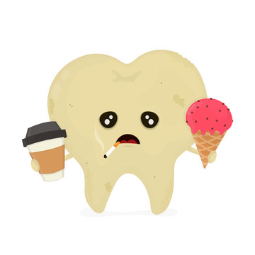 Sad sick dirty unhealthy tooth 