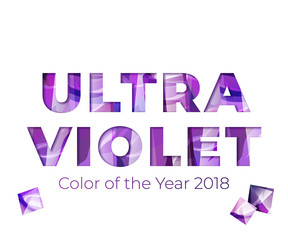 Ultraviolet amethyst gemstones design template. Vector backdrop of ultra violet gems on white isolated background. Boho magic crystals in trendy purple color of the year