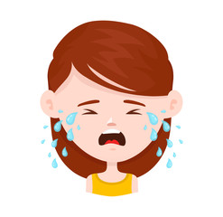 Women young girl crying. Vector flat 