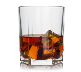 strong refined alcohol in a glass on a white background